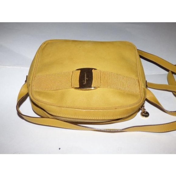 Salvatore Ferragamo Vintage Mustard Yellow Suede And Leather Crossbody - Picture 4 of 12
